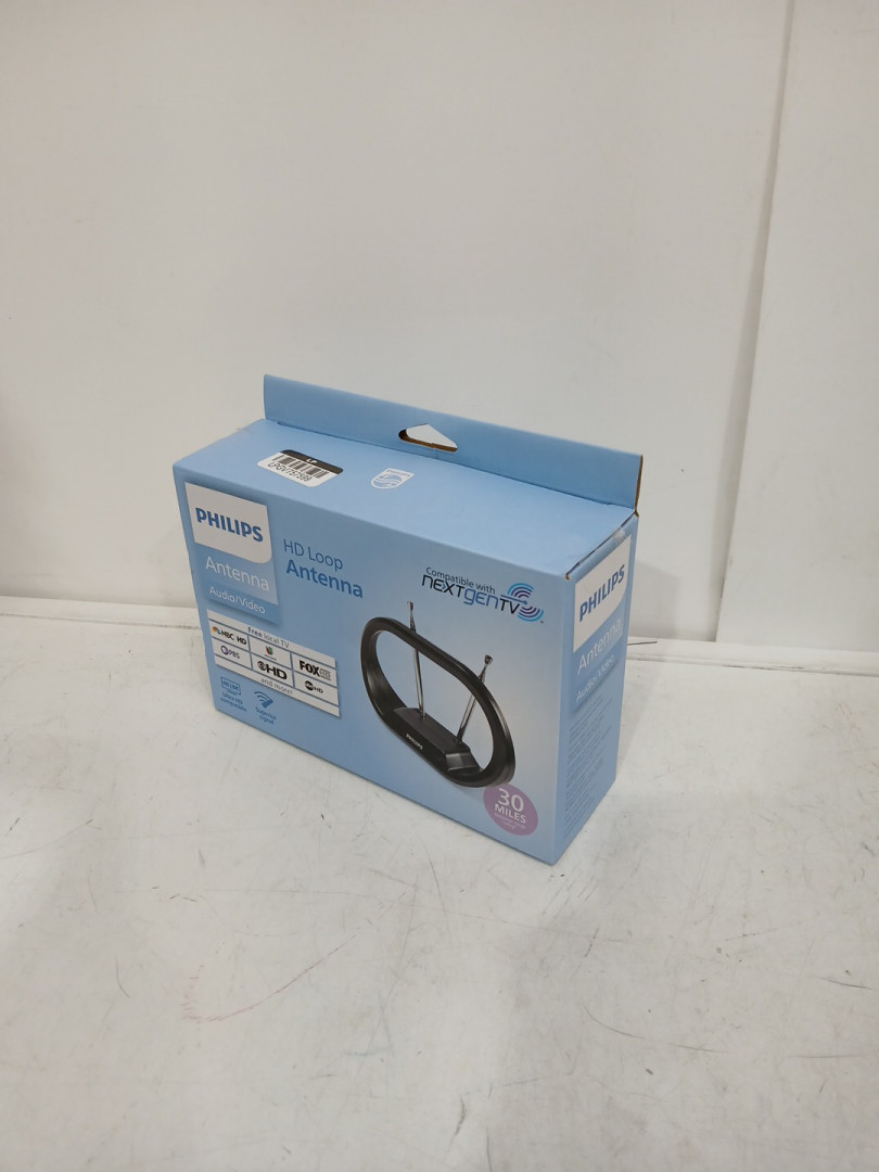 PHILIPS TABLETOP MODERN LOOP RABBIT EAR INDOOR HDTV TELEVISION ANTENNA W/ 15" EXTENDABLE DIPOLES - SMART TV COMPATIBLE - 1080P VHF UHF - 4K READY (MODEL: ‎SDV7114A/27) image 2