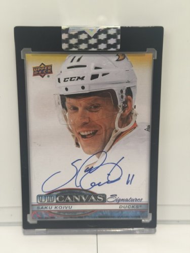 2025/26 SIGNED UPPER DECK SAKU KOIVU UD CANVAS CLEAR CUT SIGNATURE DUCKS CARD (CS-SK) image 2