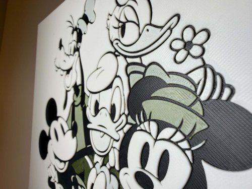8"x8" 3D Printed- Mickey Mouse and friends -Disney - Textured Photo image 3