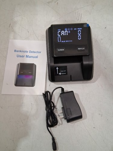 Better Office Products Portable Compact Counterfeit Bill/Money Detector Machine with LCD Display with Power Cord & Rechargeable Battery - USD/EUR/GBP/MXN - Total Value & Add Function - black (MODEL: 24001) image 4