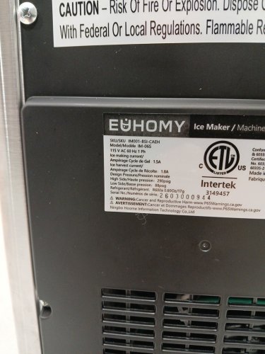 EUHOMY COUNTERTOP ICE MAKER MACHINE WITH HANDLE, BASKET AND SCOOP - MAKES 26LBS PER DAY - STAINLESS STEEL - (MODEL: IM001-BSI-CAEH / IM-06S) image 8