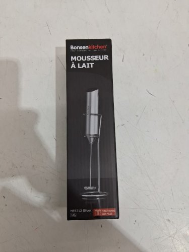 Bonsenkitchen Handheld battery operated Milk Frother/whisker - black/silver (model: ‎mf8712) image 2