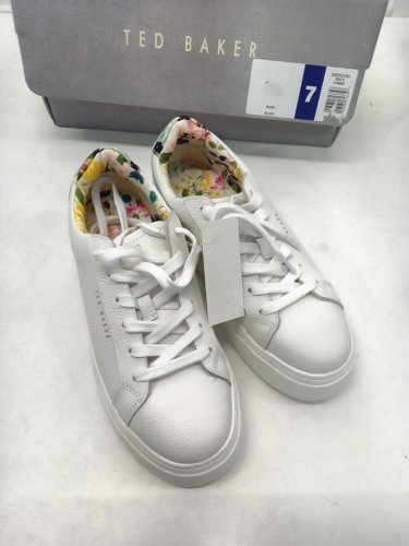 WOMENS TED BAKER maisie leather court shoes - size 7 - white/floral (style: 3756607) image 2