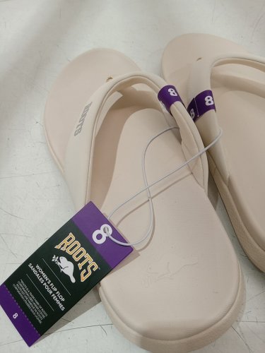 WOMEN'S ROOTS FLIP FLOP sandals - SIZE 8 - cream beige (STYLE: 6220008) image 4