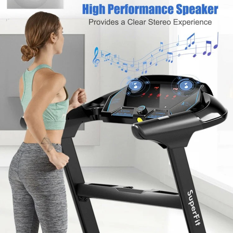 Costway Folding Treadmill with LED Touch Display with Bluetooth Speaker with 5‑Layer Shock‑Absorbing Belt with Safety Key and App Control - 2.25 HP - black (model: SP37546BK) image 3