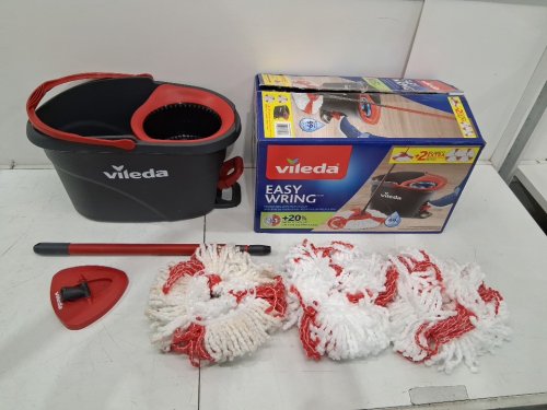 Vileda EasyWring Spin Mop Bucket Floor Cleaning System with Power Mop Head & extendable handle - red/grey (model: 172880/10683010609981/183310) image 2