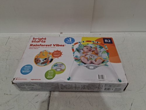 BABY BRIGHT STARTS NO SLIP BOUNCER SOOTHING VIBRATIONS INFANT SEAT - RAINFOREST VIBES - MULTICOLOUR - (MODEL: 12227-ES) image 2