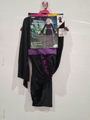 GIRL'S SORCERESS COSTUME DRESS - LARGE - BLACK PURPLE image 2