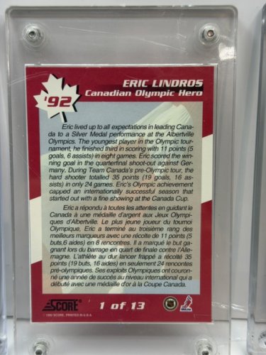 8 OHL ERIC LINDROS OSHAWA GENERALS COLLECTIBLE CARDS IN HARD SCREW DOWN PROTECTIVE CASES image 6