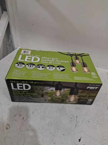 feit electric weatherproof led 24-light string lights with 2 spare lightbulbs - 48ft - black (model: 1603293) image 2