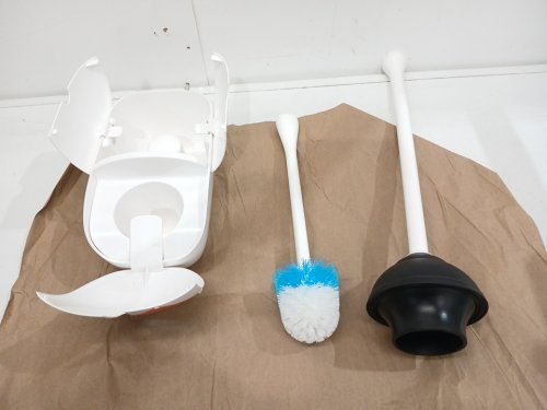OXO GOOD GRIPS HIDEAWAY TOILET BRUSH AND PLUNGER COMBO SET - WHITE (MODEL: 1373580) image 3