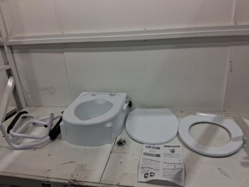 vevor raised toilet seat with arms - 4" - 300lb capacity - white/black (model: sc7060d-4a) image 3