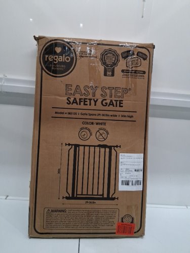 REGALO EASY-STEP METAL WALK-THROUGH SAFETY GATE - 30" X 29'' - 38.5'' - WHITE (MODEL: 1160DS) image 2