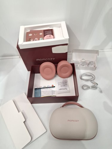 momcozy  Air 1 Ultra-Slim Hands-Free Wearable Breast Pump with wireless charging Case - cozy red  (model: air 1) image 5