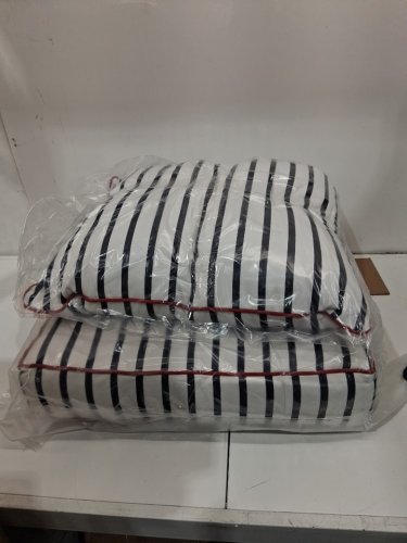 2PC SUNBRELLA STRIPPED Outdoor Pillow and Cushion Set - 23" X 25" X 5" - INDIGO image 4
