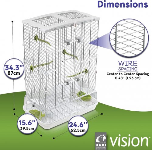 VISION BIRD CAGE, 16" X 25" X 34" H - WHITE BASE (MODEL: M02) image 2