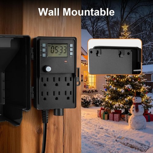 SURAIELEC 7-day Programmable Outdoor Power Stake with Digital Timer - 6FT Cord - 15AMP - 1875W - Black (Model: USTD16A/B) image 2