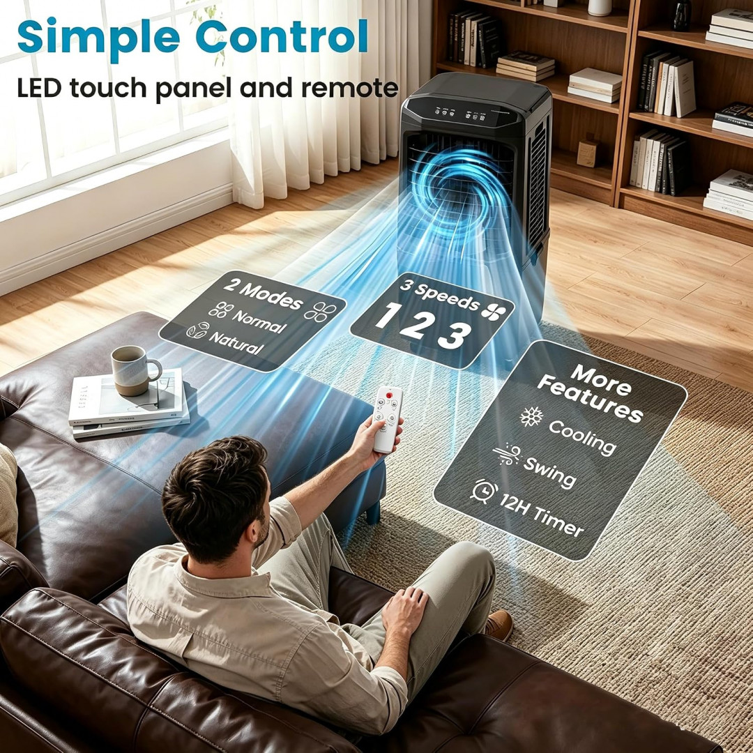 KOTEK Air Conditioner on wheels with remote - 7GAL - 35" - Black (Model: ES10672US-BK/KC-923R) image 3