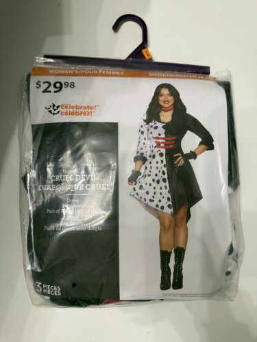 3PC WOMEN'S WAY TO CELEBRATE CRUEL DEVIL COSTUME SET - MEDIUM (8-10) - BLACK/WHITE/RED image 2