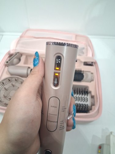 9PC 7magic high speed hair dryer brush WITH BAG and 6 in 1 styler - 110 volts - 1200 watts - Champagne Gold - (MODEL: TD-2301) image 7