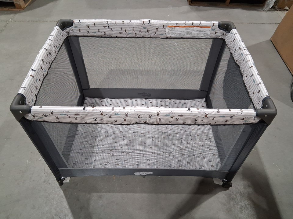 PAMO BABE TODDLERS COMPACT PORTABLE PLAYYARD WITH SOFT TOYS - 40" x 27" x 27" - GREY/white (MODEL: P901B-RABBIT) image 2