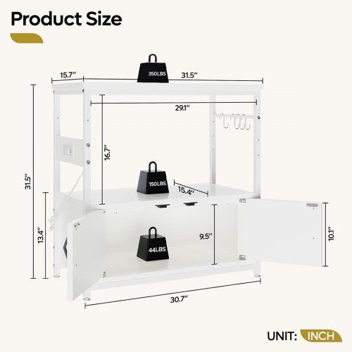Bestier Aquarium Stand with Power Outlets and storage - 31.5" L x 15.7" W - white (model: P300580SUS-WHT) image 4