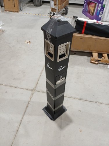 aiwfl outdoor vertical cigarette trash bin with removable inner bucket & lockable design - 47.24" x 10.43" x 9.05" - black (model: 06974351441093) image 7