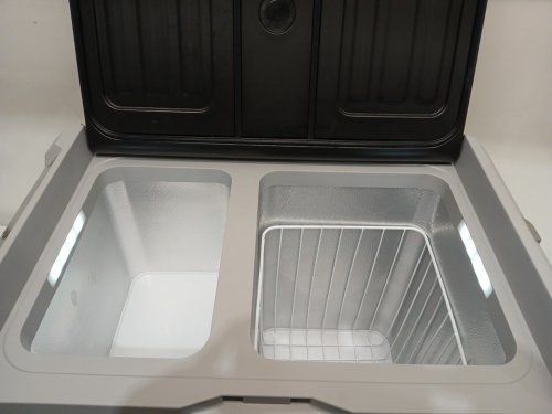 EUHOMY PORTABLE ELECTRIC COOLER AND FREEZER WITH WHEELS & 2 COMPARTMENTS - 50L - 12V DC / 110-240V AC - BLACK/GREY (MODEL: CFB-50) image 4