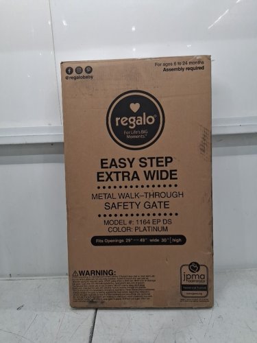 REGALO EASY STEP 49" EXTRA WIDE BABY GATE - 30"X49" - PLATINUM (MODEL: 1164 EP DS) image 2