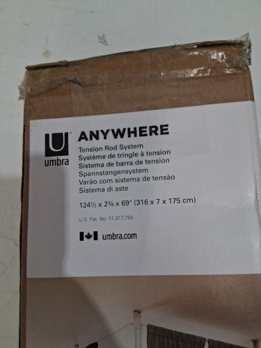 UMBRA ANYWHERE EXPANDABLE ROOM DIVIDER DAMAGE-FREE TENSION CURTAIN ROD, 124.5" x 2.75" x 69" - WHITE (MODEL: 1012718-660-REM) image 3