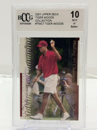 BCCG GRADED MINT 10 OR BETTER 2001 UPPER DECK TIGER WOODS #TWC7 CARD image 2