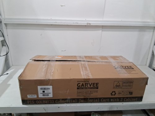 garvee 3 tier janitorial cart with locking cabinets -grey (model:c7z-BMQrAJ1L7x8y247-7AlX) image 5