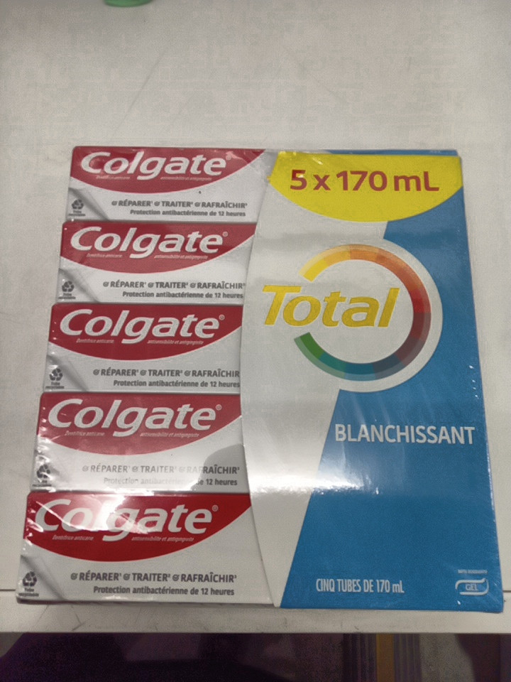 **EXPIRES SOON** 5PK colgate total active prevention toothpaste - FRESH WHITENING - 170ML/EACH image 2
