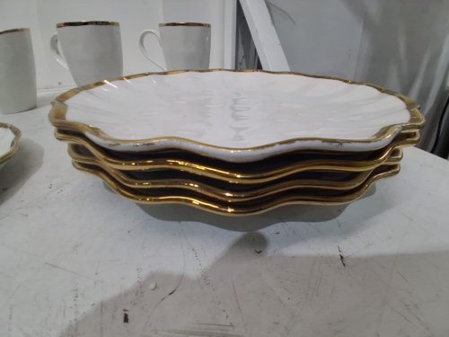 15pc Certified International regency gold-rimmed porcelain dinnerware set - white/gold (model: 89205rm) image 7