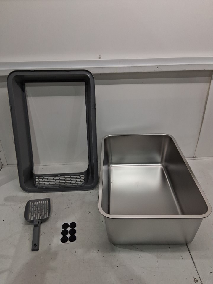 XINHEVERT Open Stainless Steel Cat Litter Box - Steel (Model: OSS495) image 3