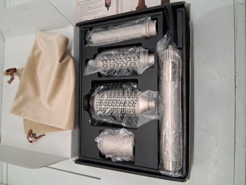 6pc mescomb 5-in-1 high-speed hot air styler and drying system - fast dry, curl, volumize, and smooth - champagne gold (model: f16) image 2