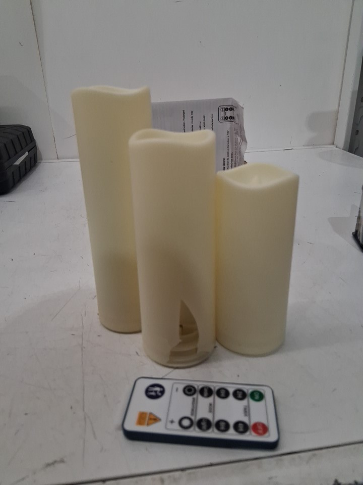 3PC LED FLAMELESS CANDLES WITH REMOTE - 5"/6"/7" - YELLOW image 3
