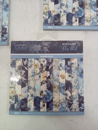 3 Nature's Garden Midnight Floral Paper Pad - 6" x 6" - (36 SHEETS) BLUE image 3