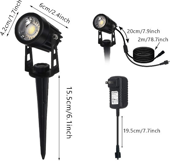 6pk led landscape outdoor spotlights - black image 2