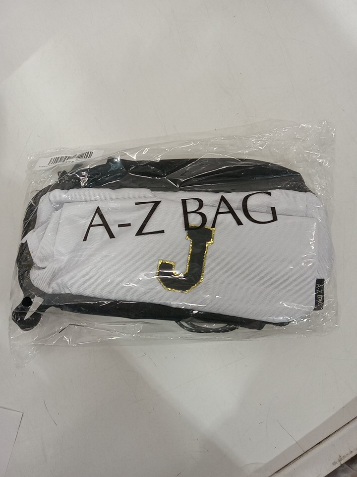 2pc A-Z BAG Travel Toiletry/MAKEUP bag With rfid - bold letter J - white/black image 3