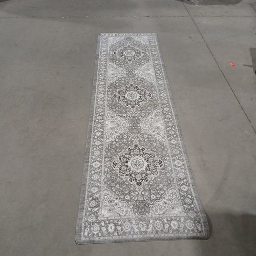 farmhouse style decorative non slip runner rug - 2ft x 5ft - grey image 2