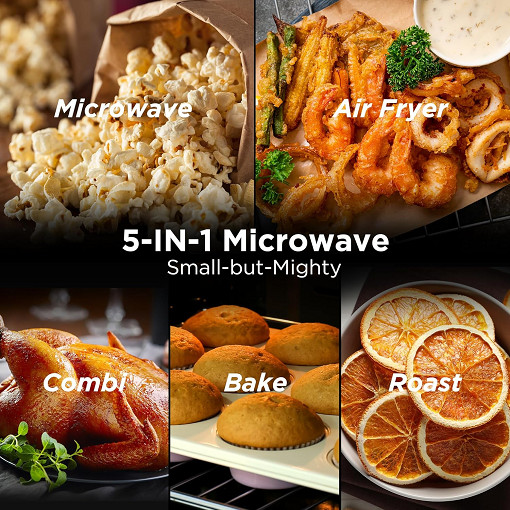 BLACK+DECKER 5-in-1 Microwave Oven with Air Fry, Bake, Roast and Convection Cooking - 0.9CU.FT - BLACK/SILVER (MODEL: ES9P032NA-CA) image 2