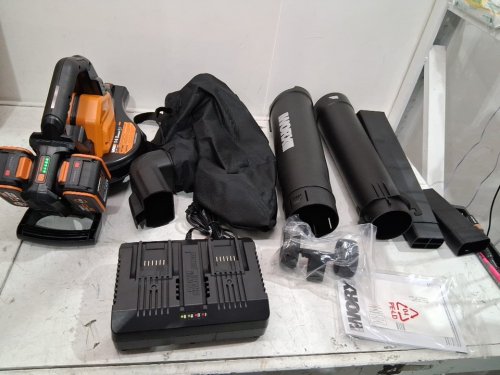 Worx 3-in-1 Cordless Leaf Blower, Vac, and Mulcher Set with Charger and 20V Batteries - 40V PowerShare - 4.0A - Black/Orange (Model: WG583) image 3