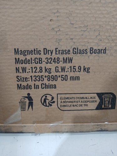 magnetic frameless dry erase glass white board - 48" x 32" - Clear/White - (Model: GB-3248-MW) image 4
