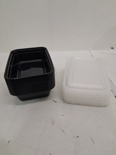 39PC MAINSTAYS MEAL PREP FOOD STORAGE CONTAINERS - 33.8 OZ - BLACK/CLEAR image 3